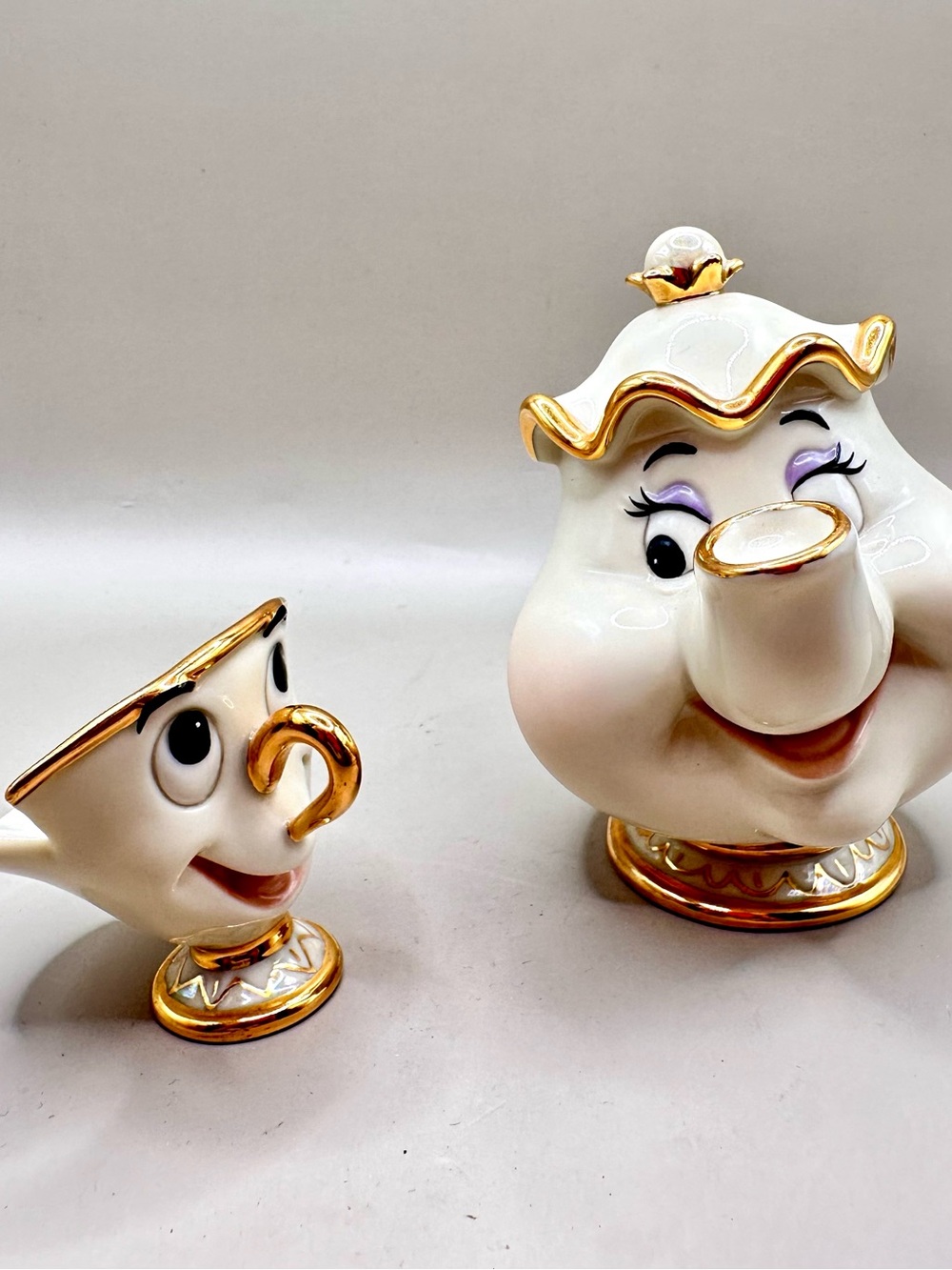 Lenox Disney Mrs Potts & Chip Beauty and the Beast Porcelain Figurines